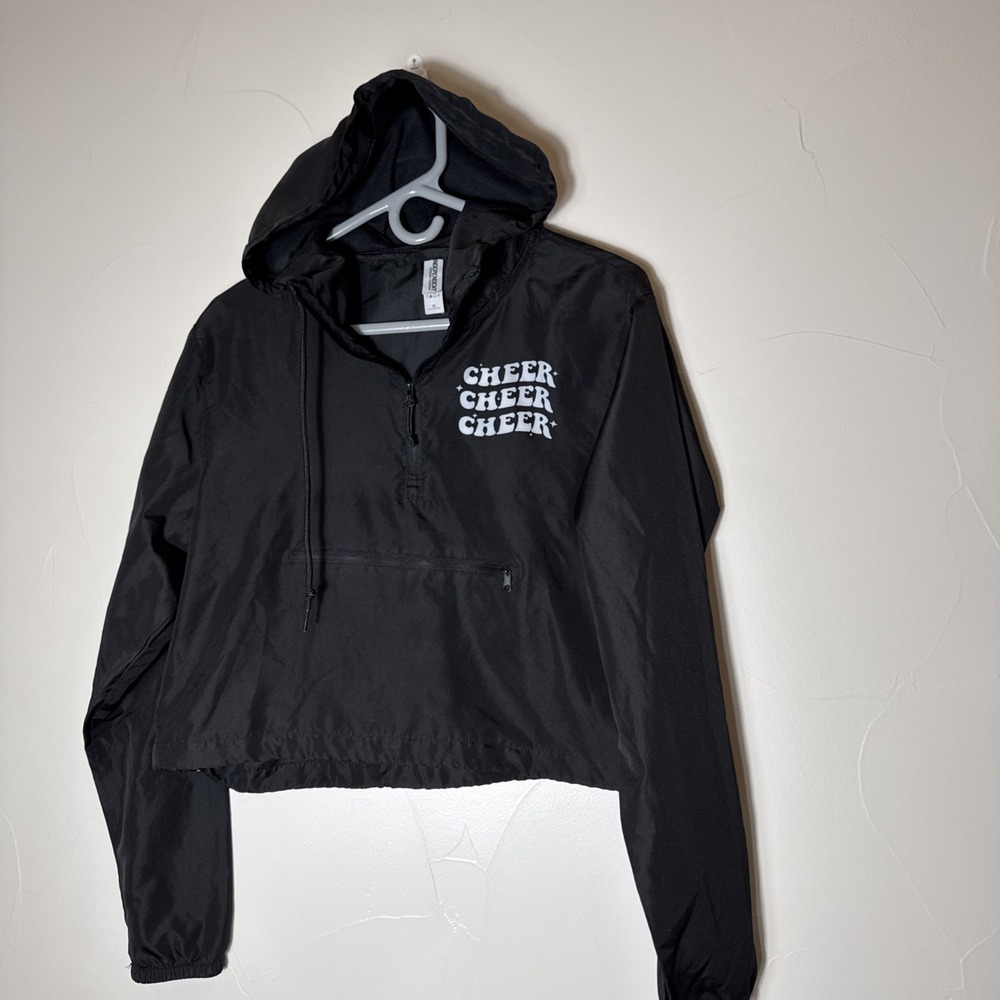 Varsity Spirit Cheer Rain Jacket  Cropped Activewear Windbreaker Black‎ Medium